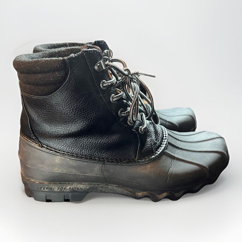 SPERRY Men’s Black Waterproof Avenue Round Toe Lace-Up Duck Boots 8.5 M